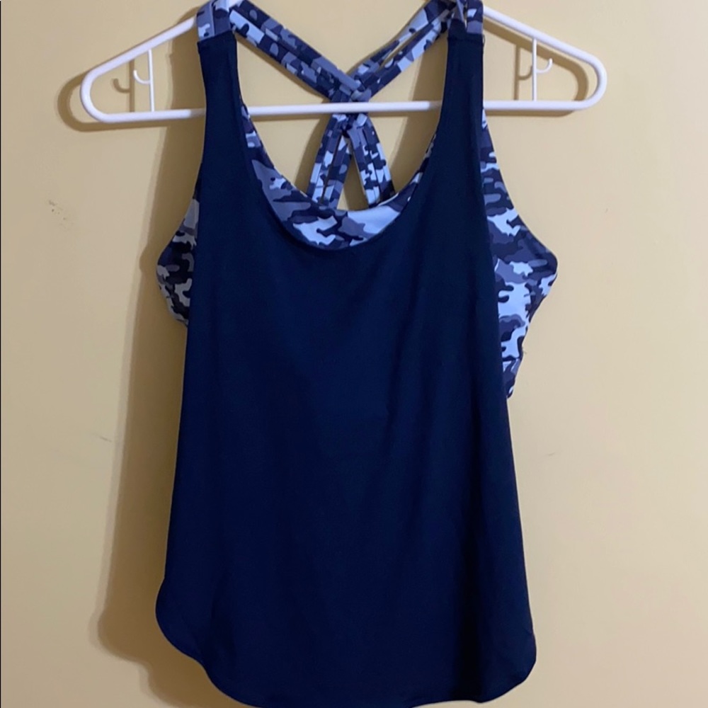 Fabletics blue camouflage tank S